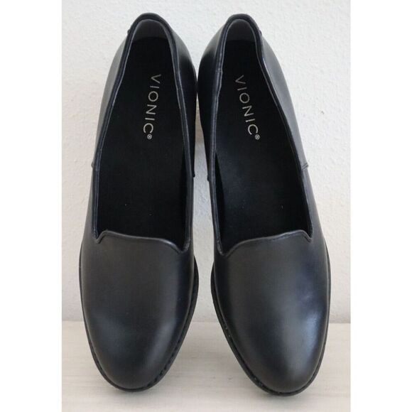 Vionic I7294L2-002 Women's Sz 8.5M Black Leather Willa Wedge Loafers - Picture 2 of 12